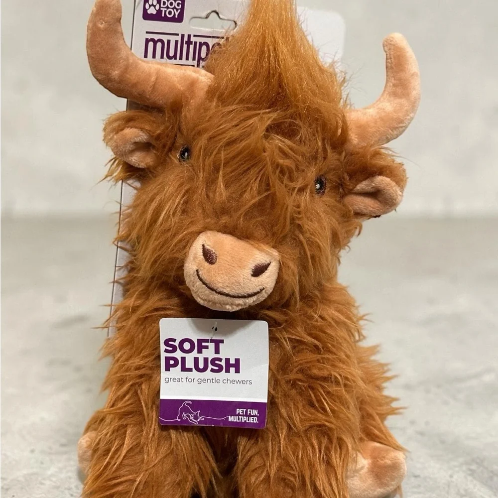 Multipet. Soft Plush Highland Cow Toy - Rusty Brown (NWT)